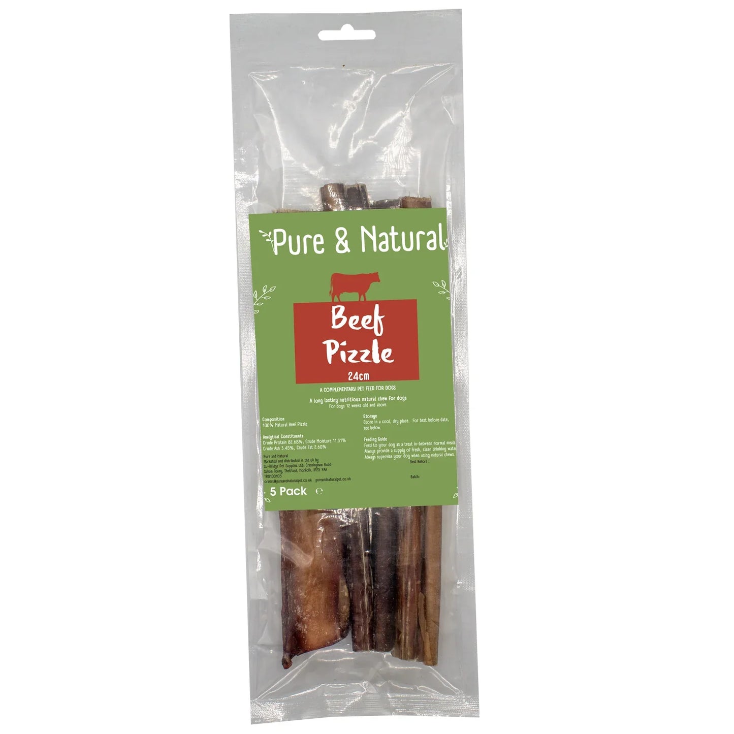 Pure & Natural 24cm Bulls Pizzle 5pk