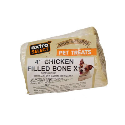 Extra Select Natural Dog Treats 4in Filled Calcium Bone with Chicken