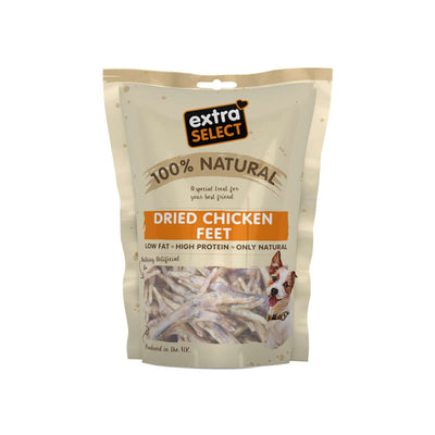 Extra Select Natural Dog Treats Dried Chicken Feet 100g Bag