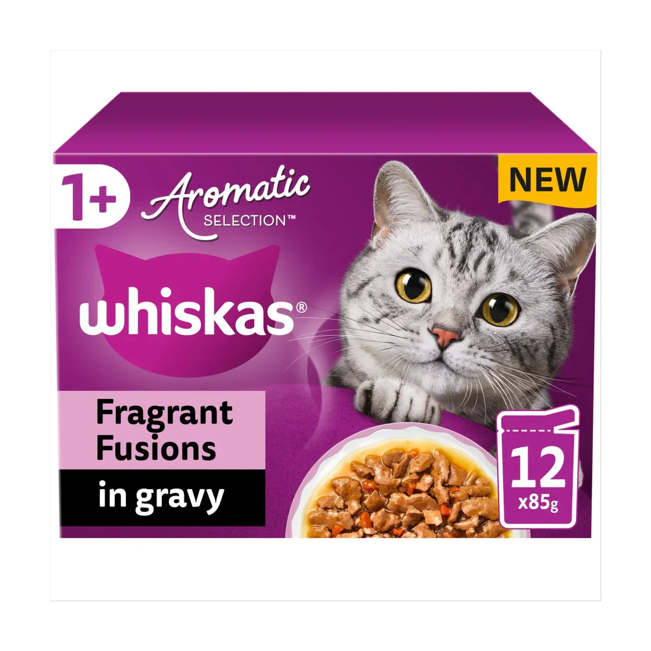 Whiskas Pouches 1+ Adult Cat Aromatic Selection Fragrant Fusions In Gravy 12X85G