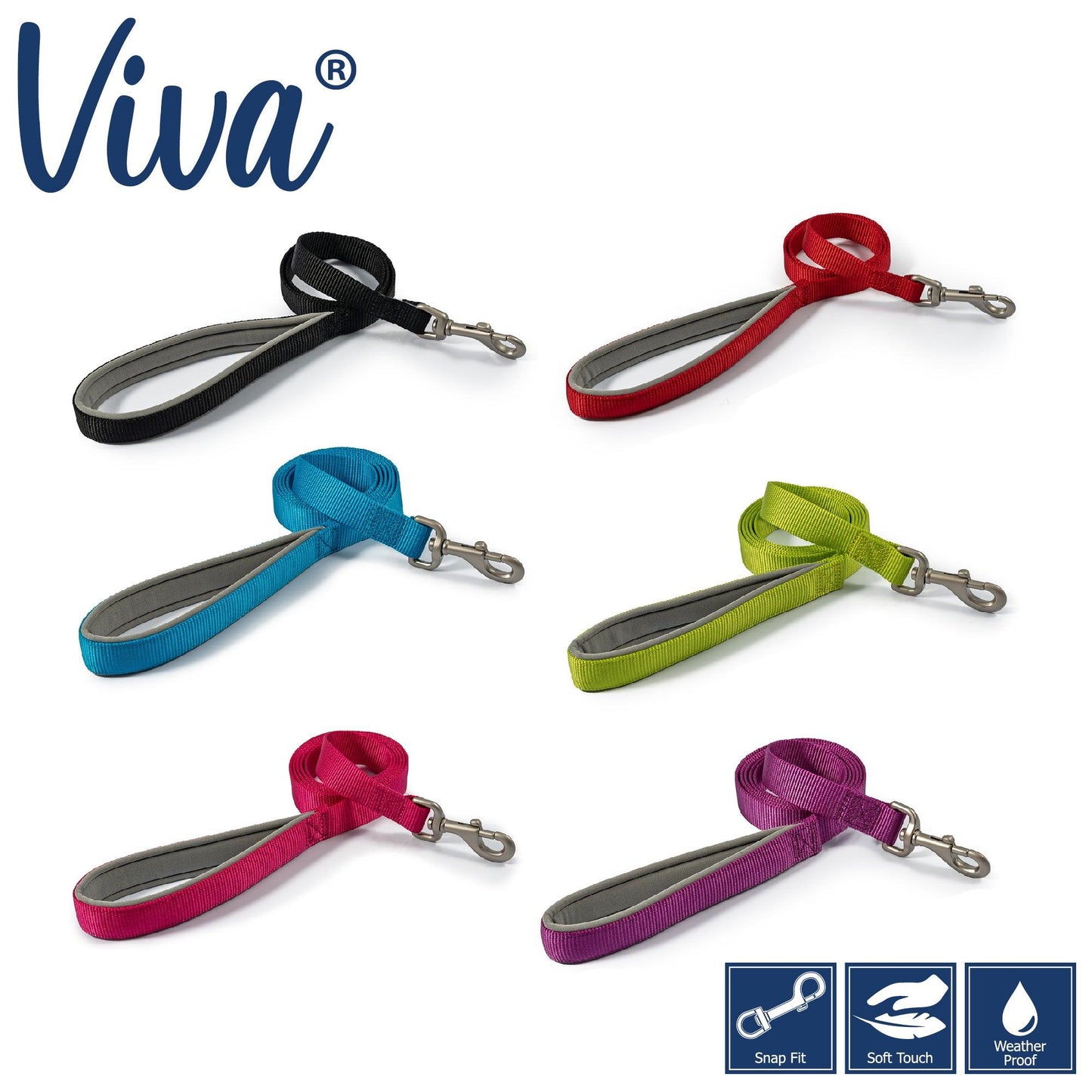Ancol Viva Padded Lead Blue 1mx25mm - Ormskirk Pets
