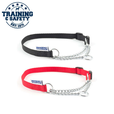 Ancol Nylon Check Chain Collar Black 25-35cm Size 1-2 - Ormskirk Pets