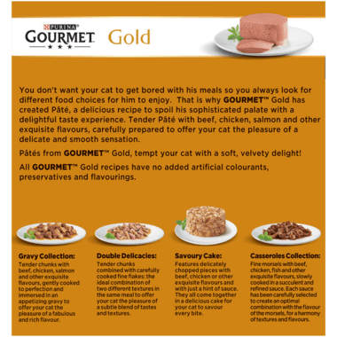 Gourmet Gold Cat Food Pate Recipes 8X85G - Ormskirk Pets