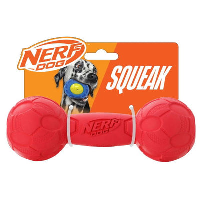 Nerf Dog Rubber Bash Squeak Barbell 7in