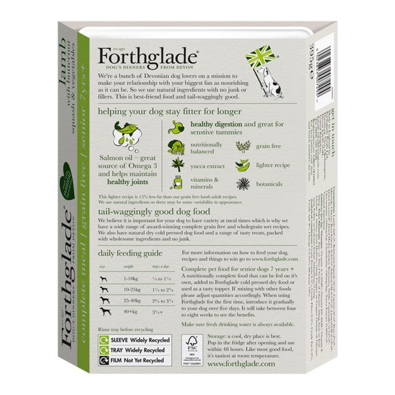 Forthglade 7+ Senior Dog Complete Meal grain Free Lamb & Veg 18 X 395g