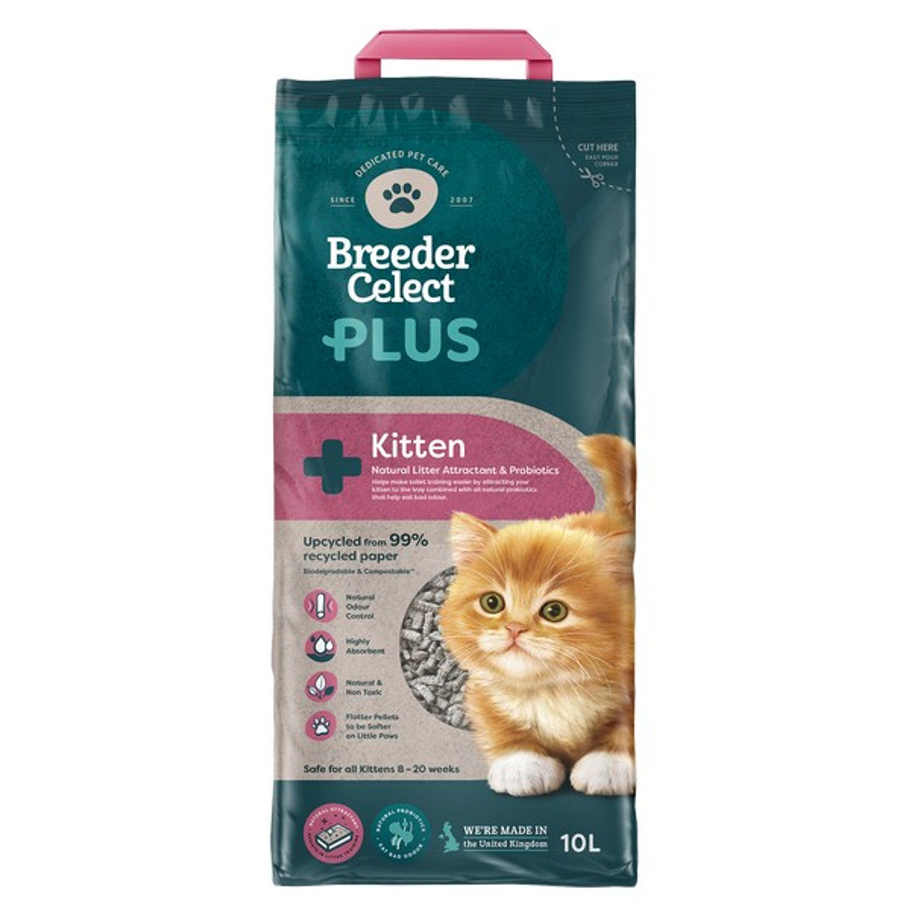 Breeder Celect Plus Kitten Recycled Paper Litter 10Ltr