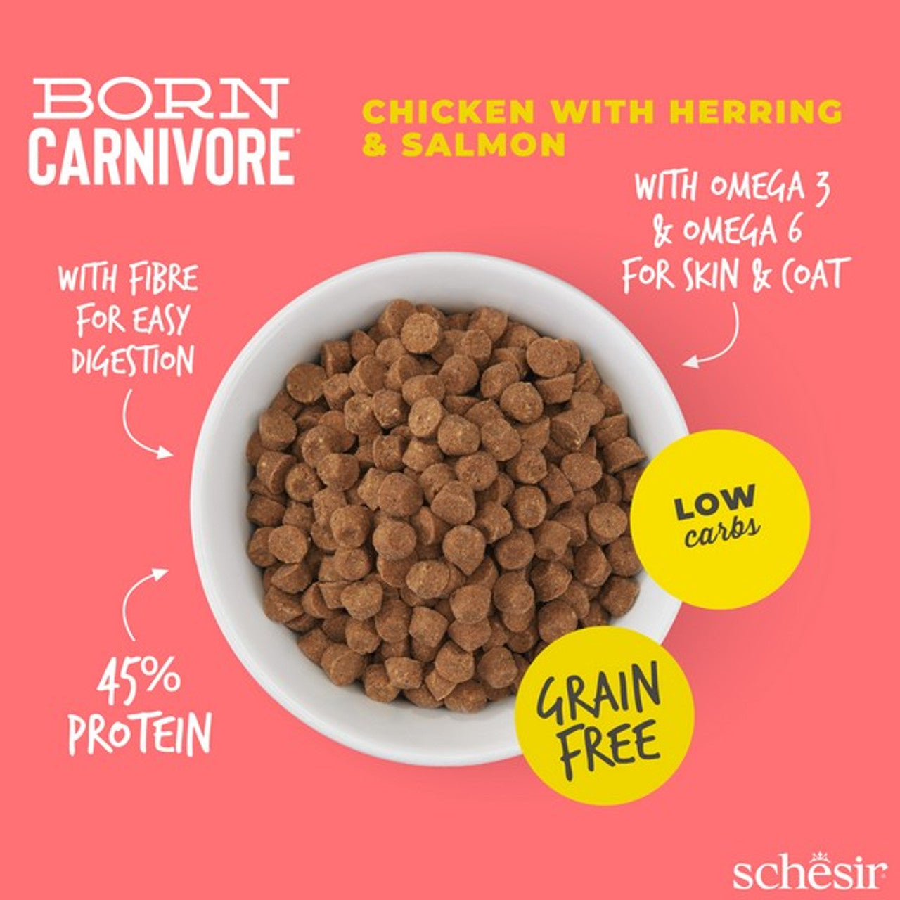 Schesir Dry Born Carnivore Herring & Salmon Adult 255G x 8