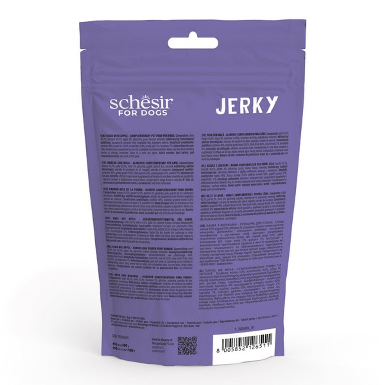 Schesir Dog Snack Jerky Duck & Apple 145G