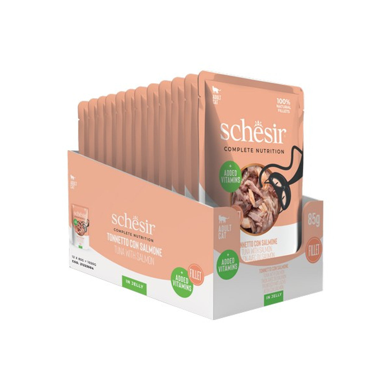 Schesir Tuna with Salmon In Jelly Pouch Complete and Balanced 85g x 12