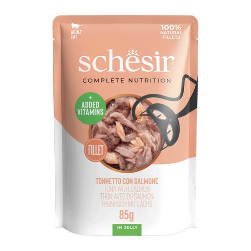 Schesir Tuna with Salmon In Jelly Pouch Complete and Balanced 85g x 12