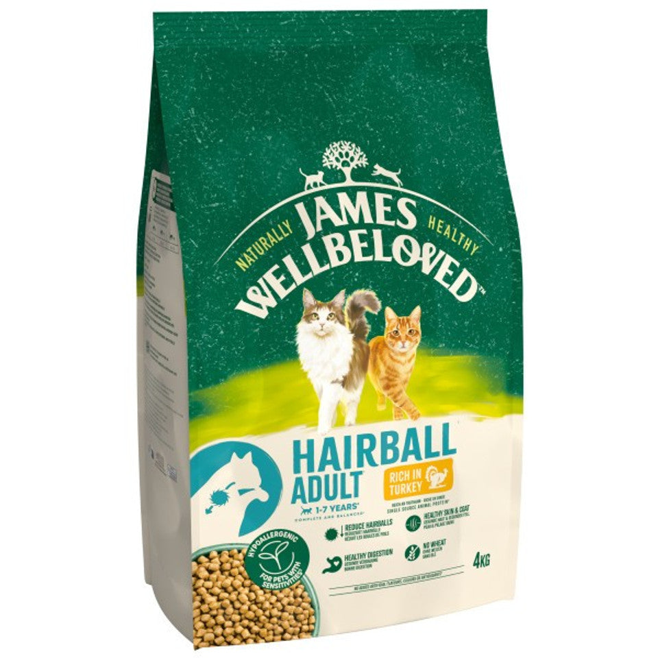 James Wellbeloved Hairball Cat Adult Turkey 4kg