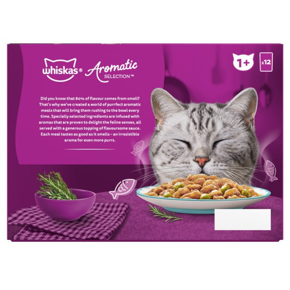 Whiskas Pouches 1+ Adult Cat Aromatic Selection Seafood Delight In Gravy 12X85G