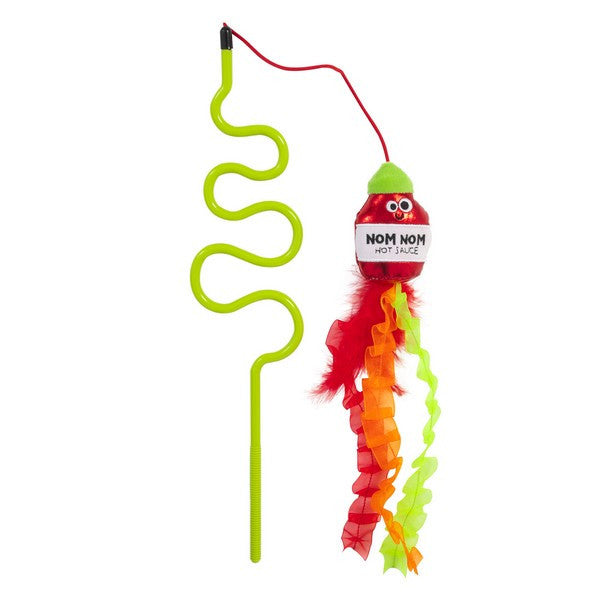 Mad Cat Nom Nom Hot Sauce Ribbon Wand Toy