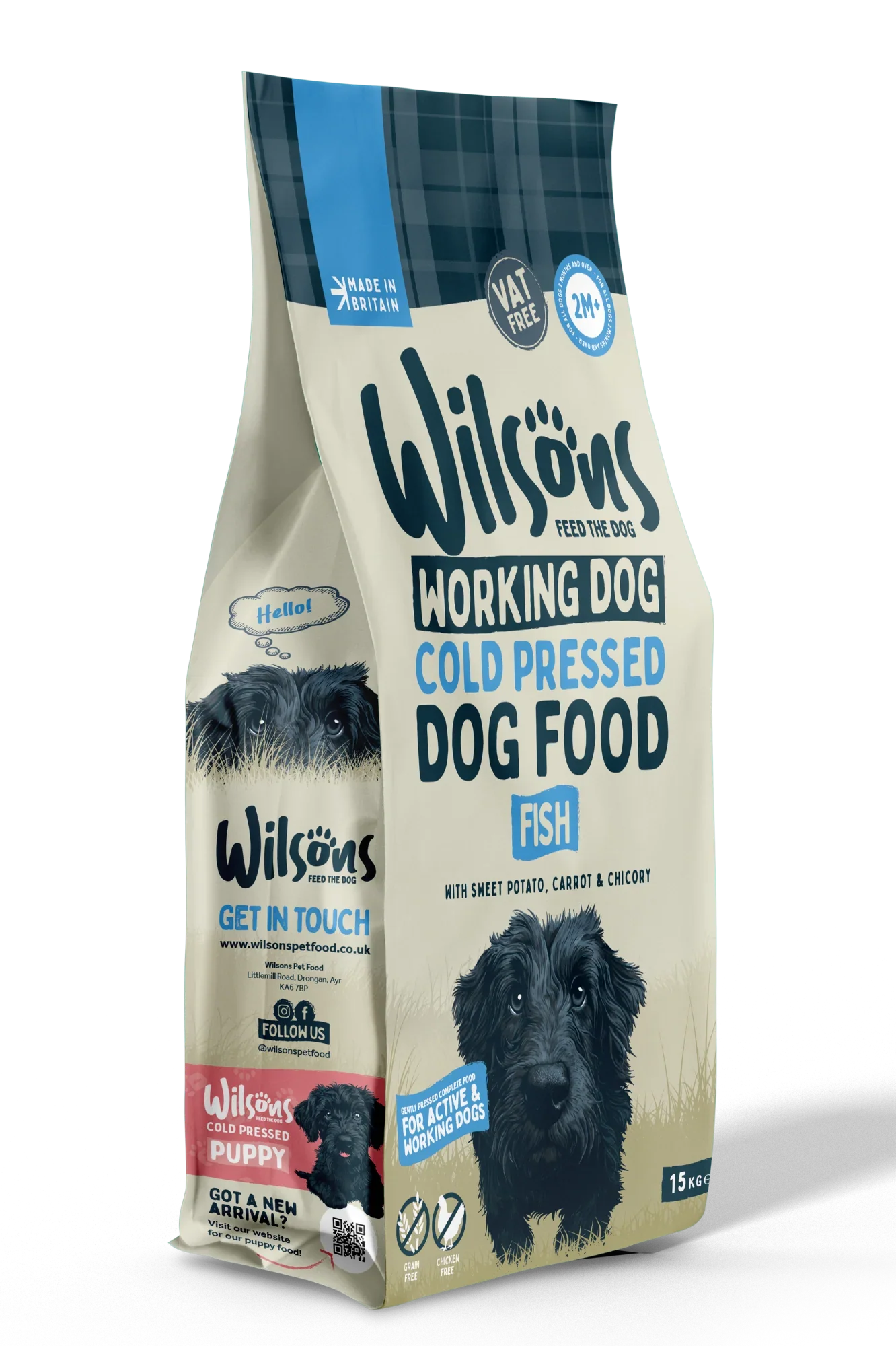 Wilsons Working Dog Fish Dry 15kg Cold Pressed Dog Food
