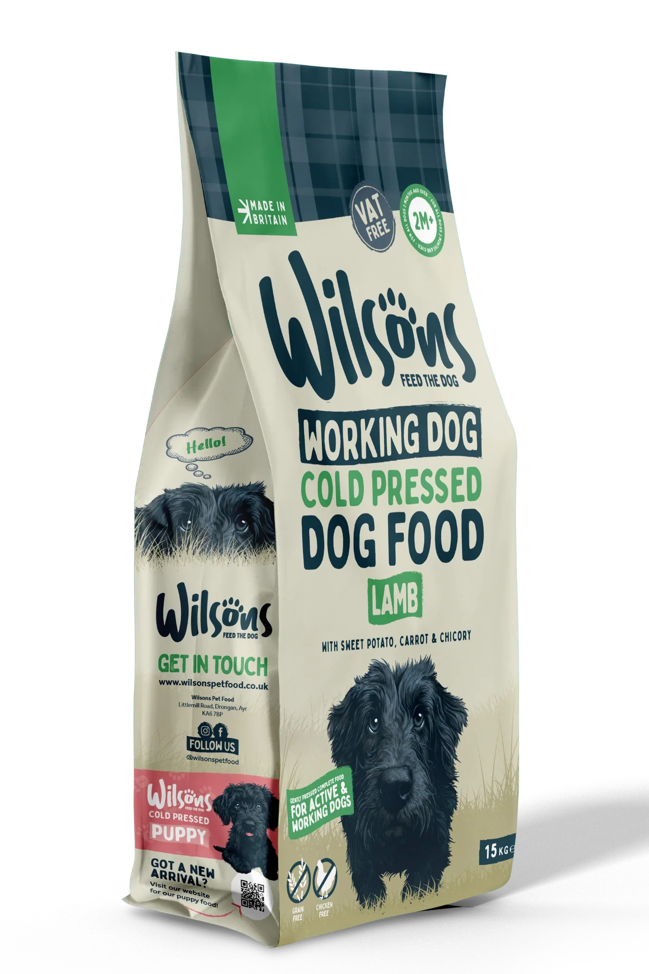 Wilsons Working Dog Lamb Dry 15kg Cold Pressed Dog Food