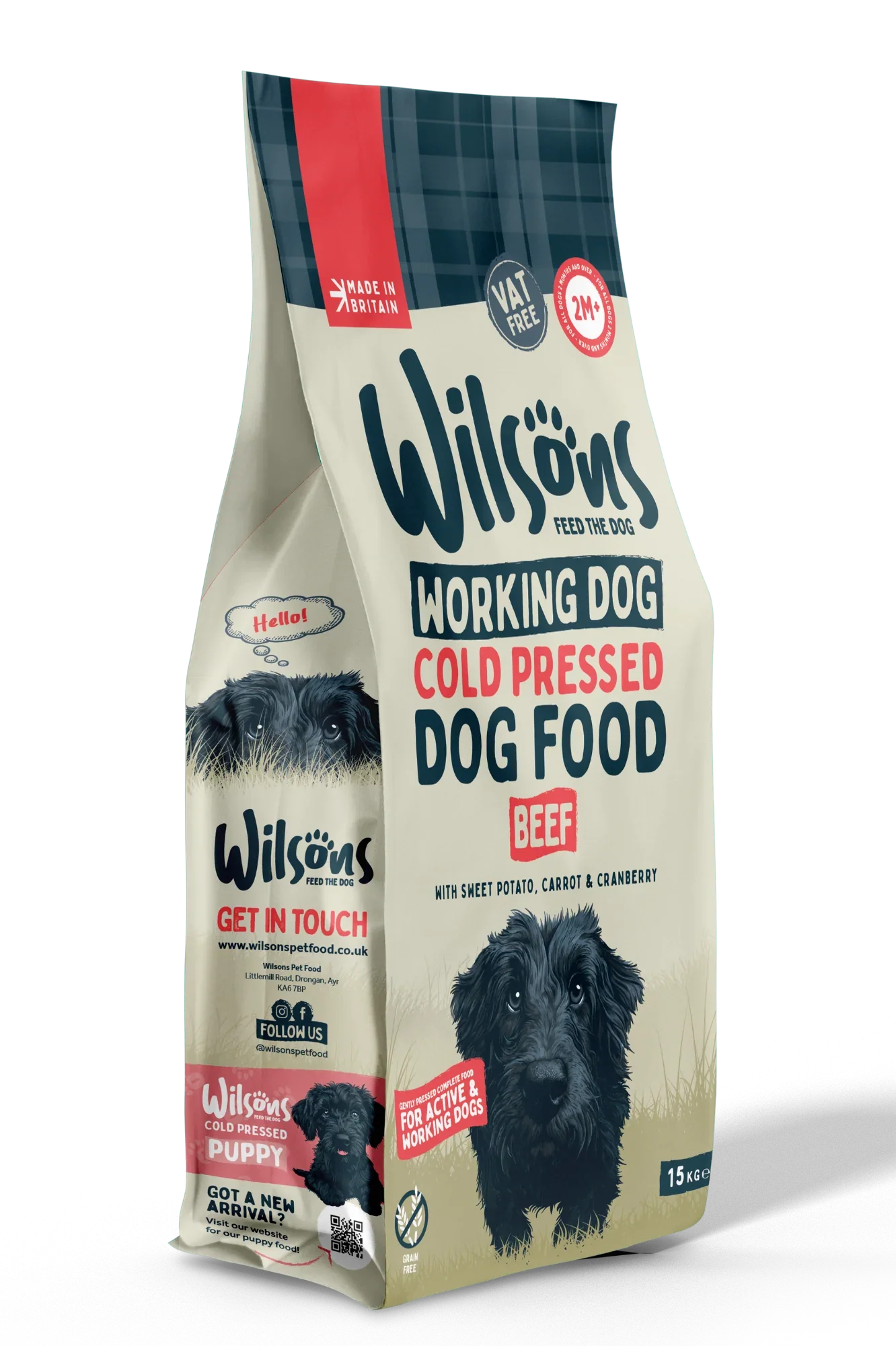 Wilsons Working Dog Beef Dry 15kg Cold Pressed Dog Food