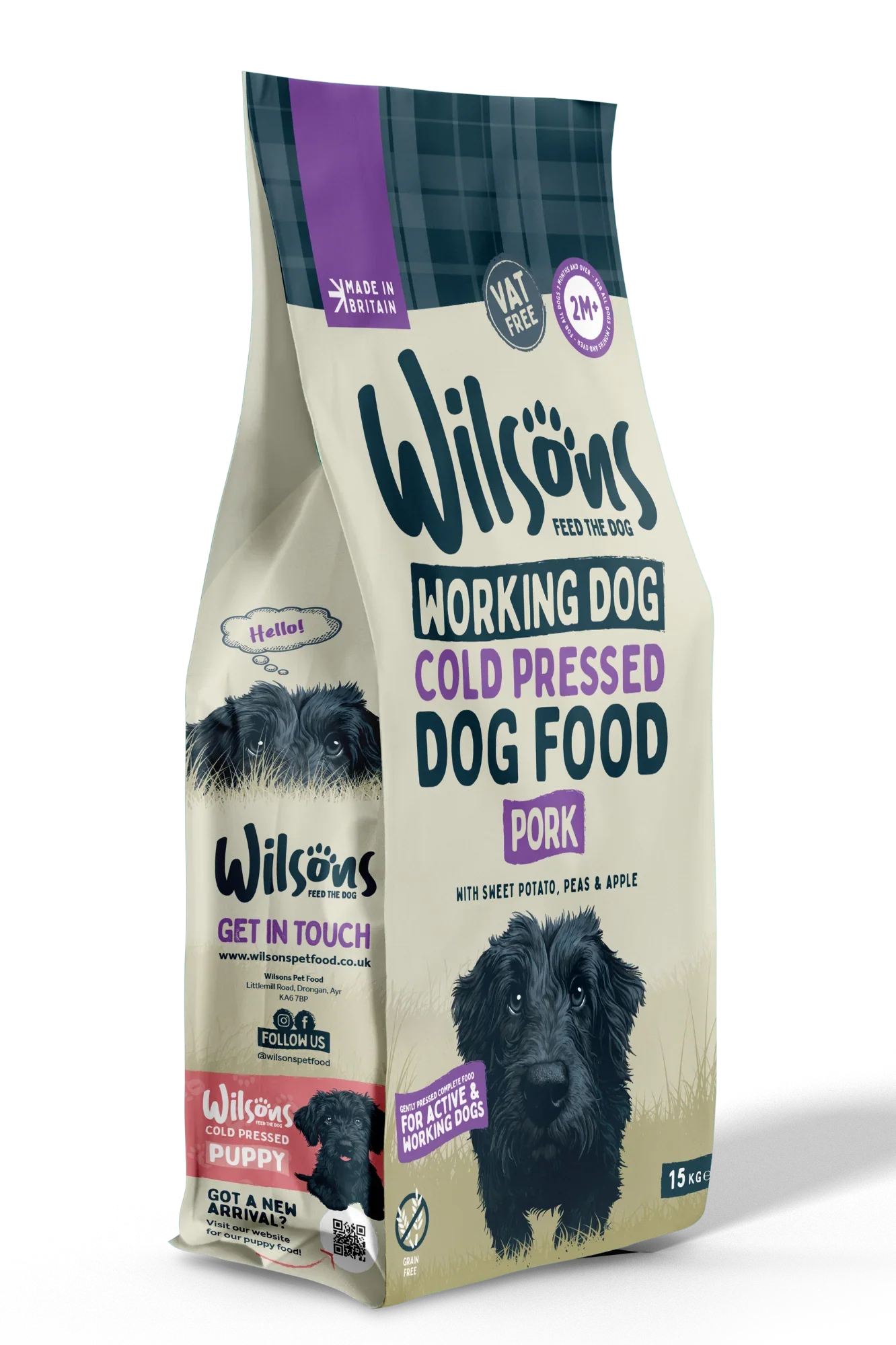 Wilsons Working Dog Pork Dry 15kg Cold Pressed Dog Food