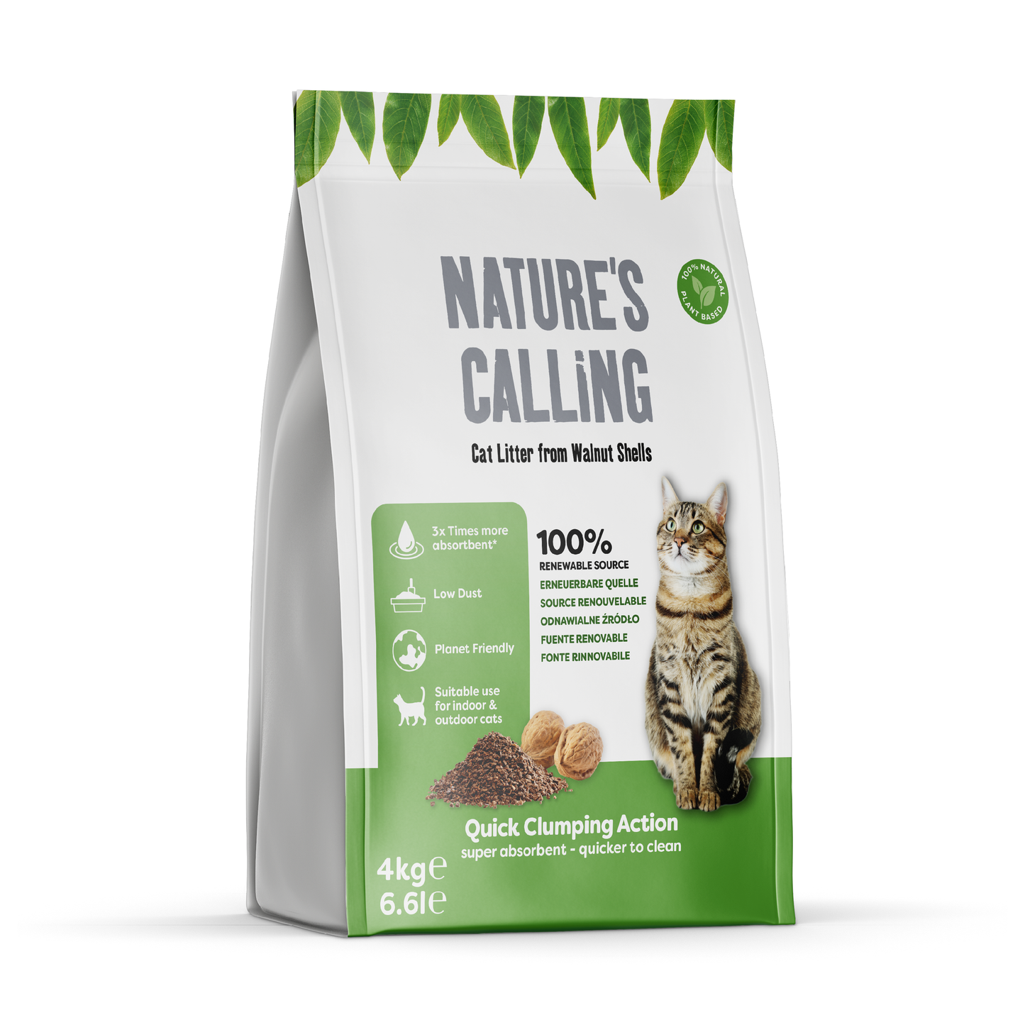 Natures Calling Cat Litter From Walnut Shells 4Kg