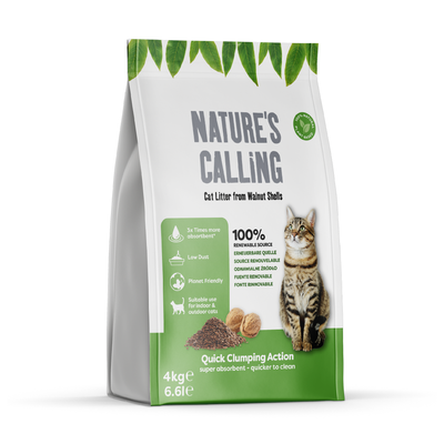 Natures Calling Cat Litter From Walnut Shells 4Kg