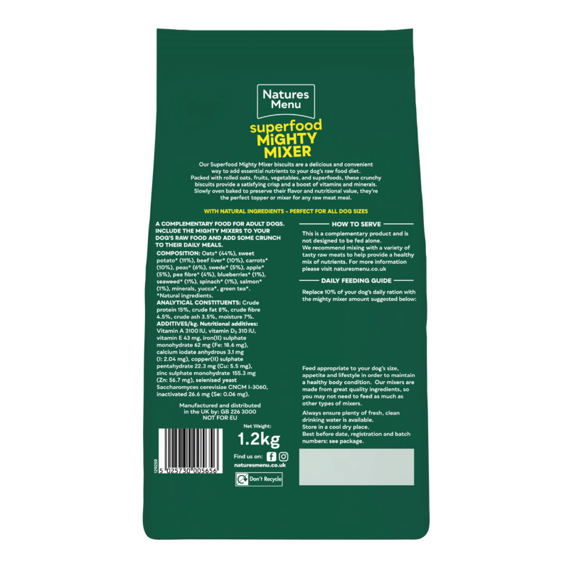Natures Menu Country Hunter Superfood Mighty Mixer Rolled Oats with Fruit & Vegetables 1.2kg