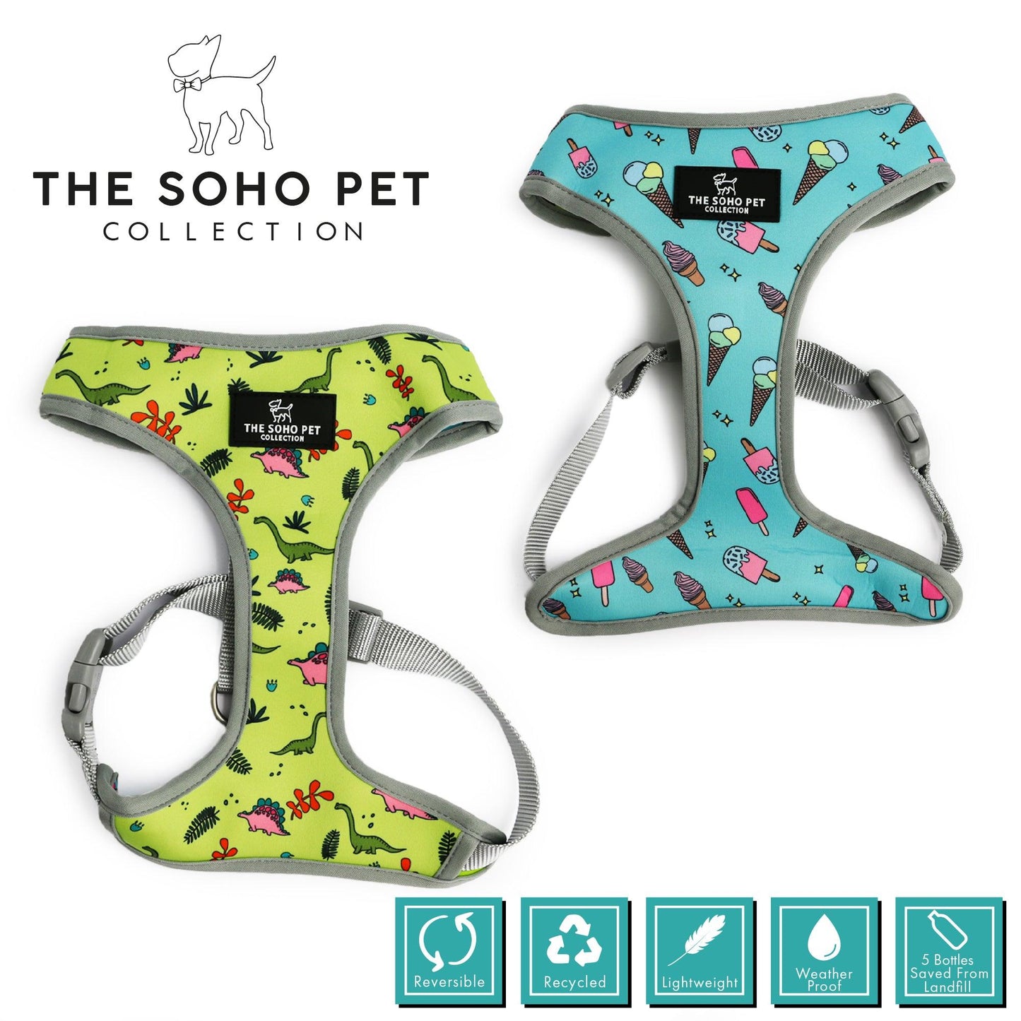 Ancol Dino/Ice Cream Patterned Harness M - Ormskirk Pets