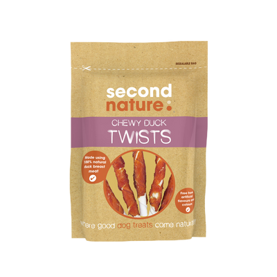 Second Nature Dog Treats Chewy Duck Twists 80g