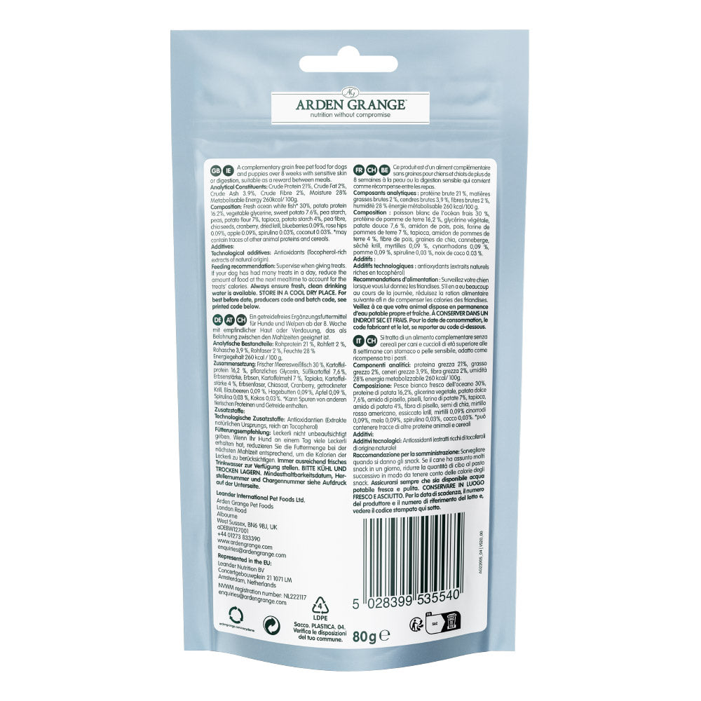 Arden Grange Training Treats Sensitive Grain Free White Fish & Potato 80G