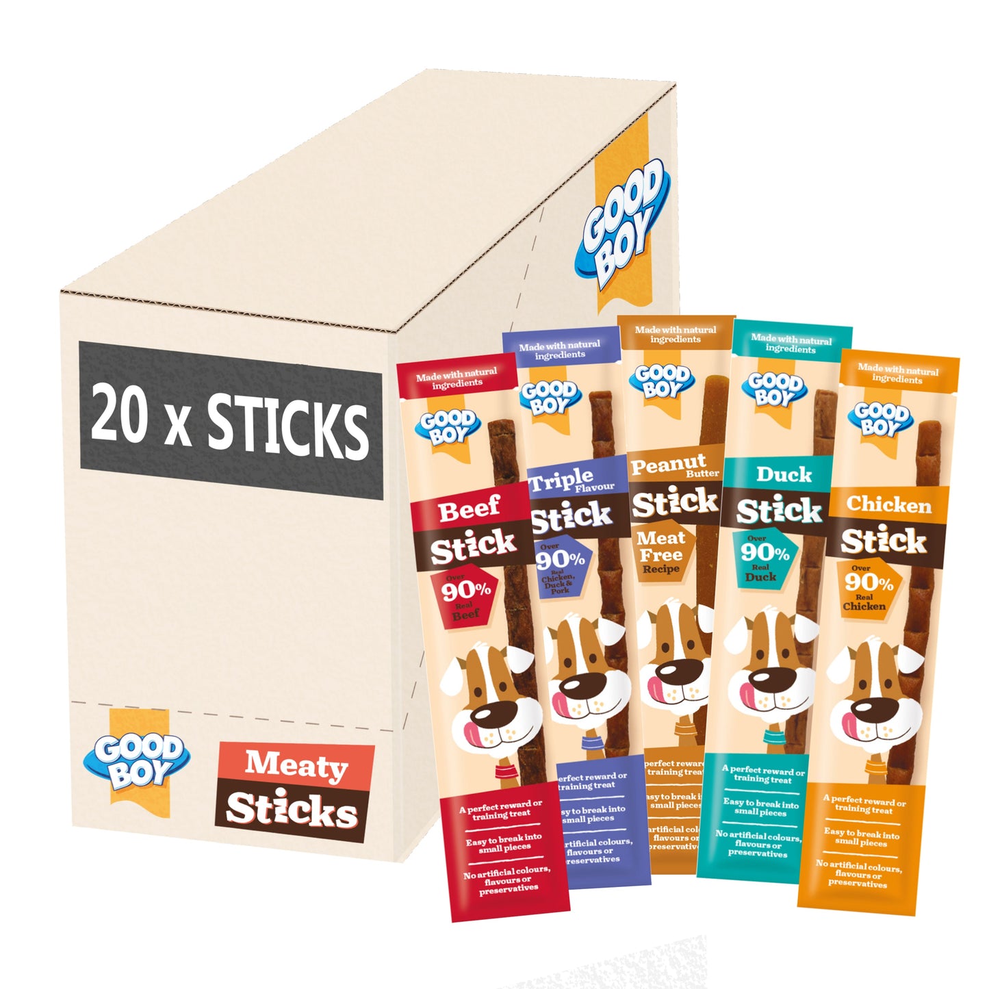 Good Boy Variety Box 20 Meaty Sticks Various Flavours