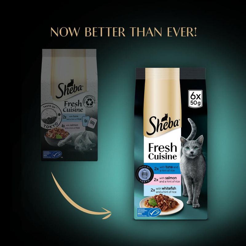 Sheba Fresh Cuisine Taste of Tokyo Wet Cat Food Pouches in Gravy 6x50g