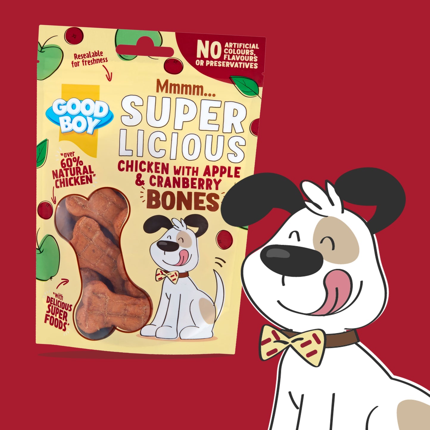 Good Boy Super Licious Chicken With Apple & Cranberry Bones 100g