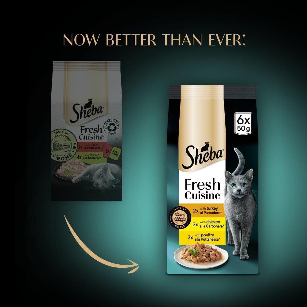 Sheba Fresh Cuisine Taste of Rome Wet Cat Food Pouches in Gravy 6x50g