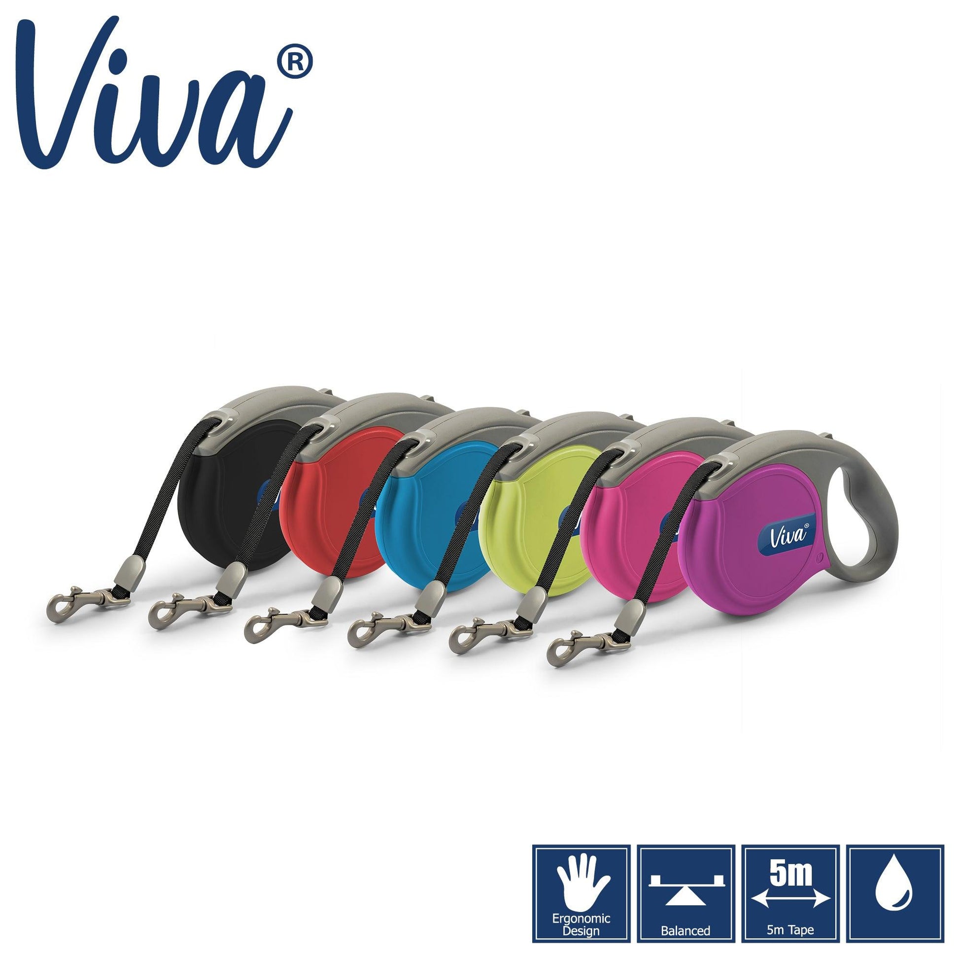 Ancol Viva Retractable 5m Lead Purple L - Ormskirk Pets