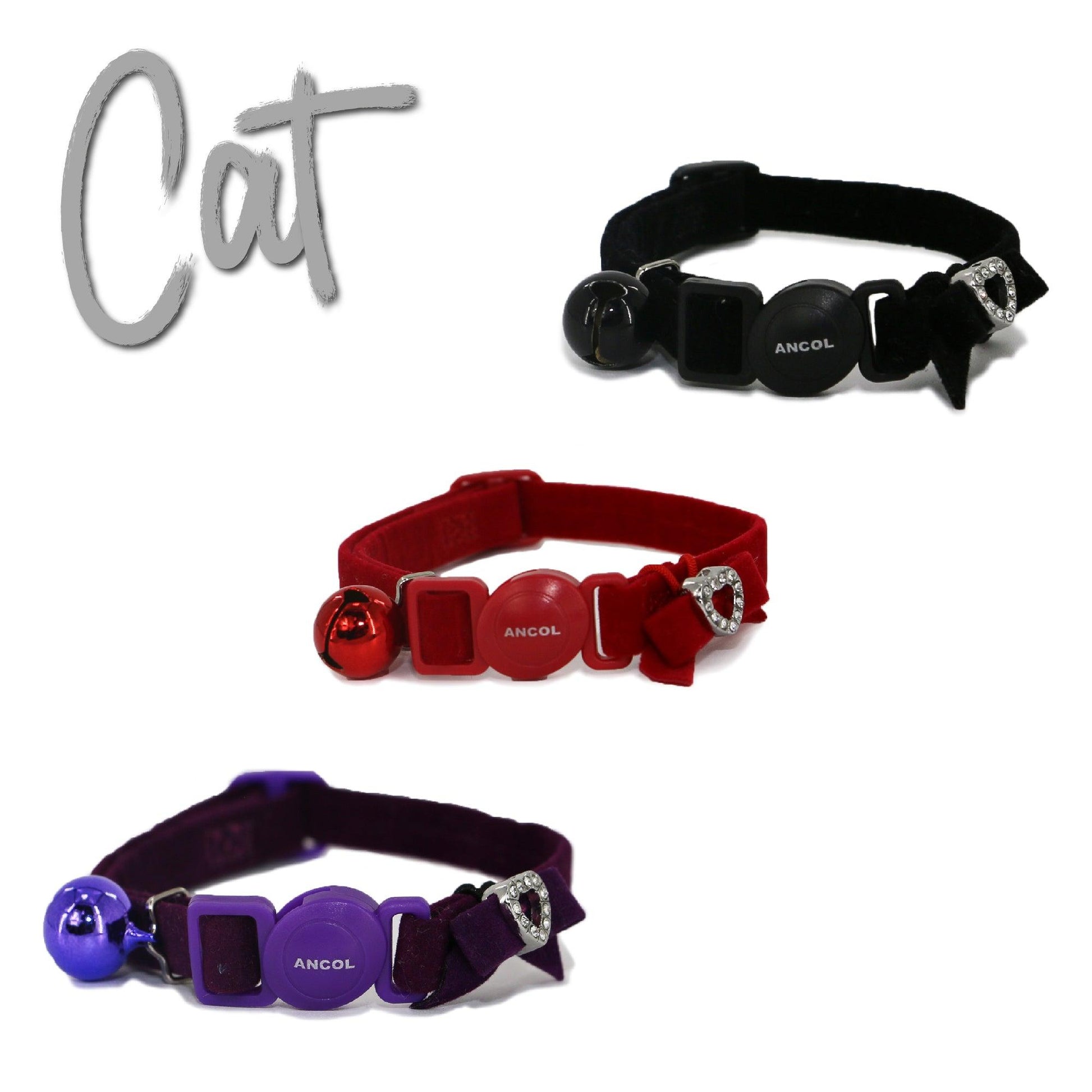 Ancol Velvet Heart Cat Collar Purple - Ormskirk Pets