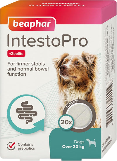 Beaphar Intestopro Prebiotic Stool Firming Tablets For Medium & Large Dogs (Over 20Kg) - 20 Tabs