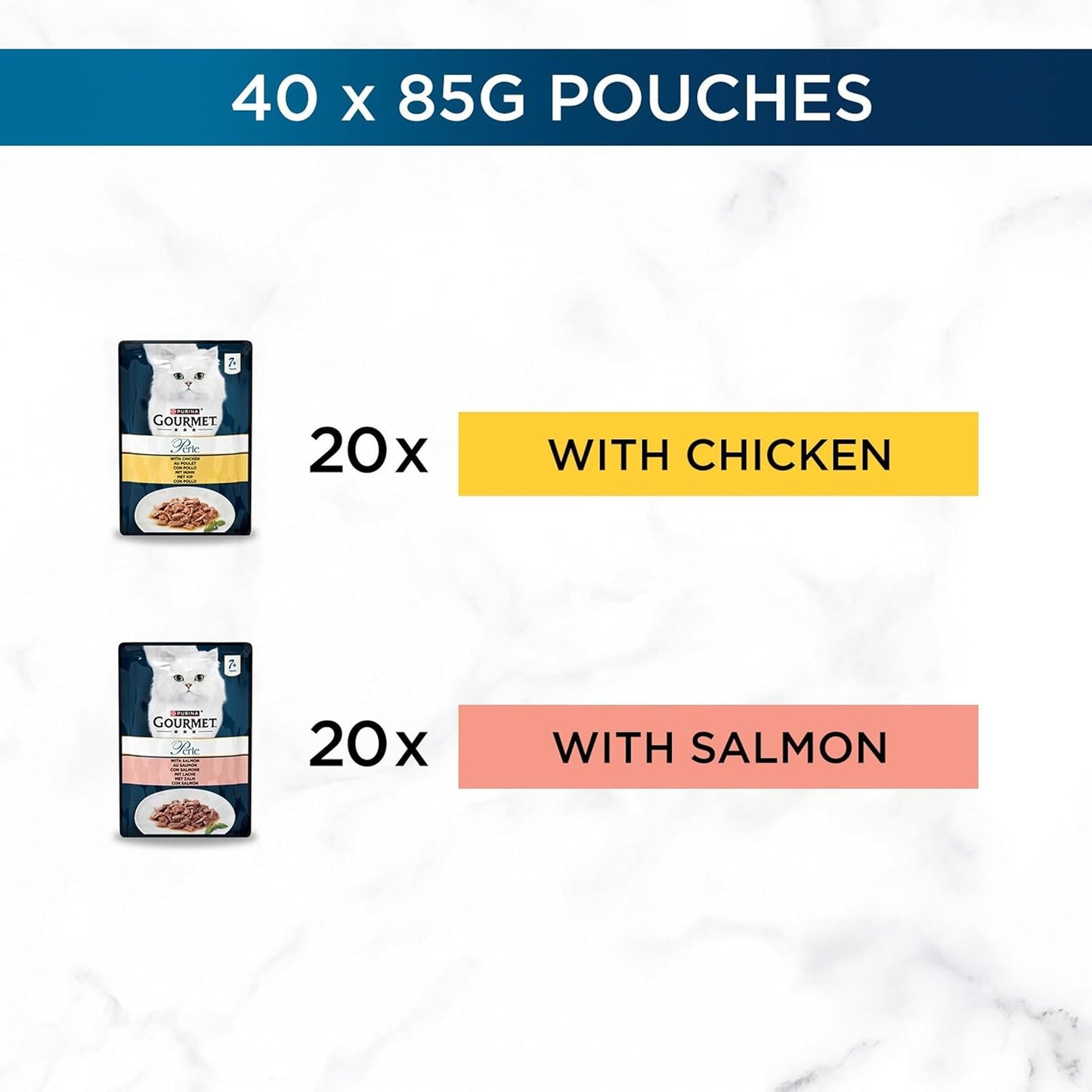 Gourmet Perle 7+ Senior Cats Mini Fillets In Gravy Chicken & Salmon 40pk