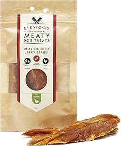 Elkwood 100% Natural Meaty Dog Treats Real Chicken Jerky Strips 70g