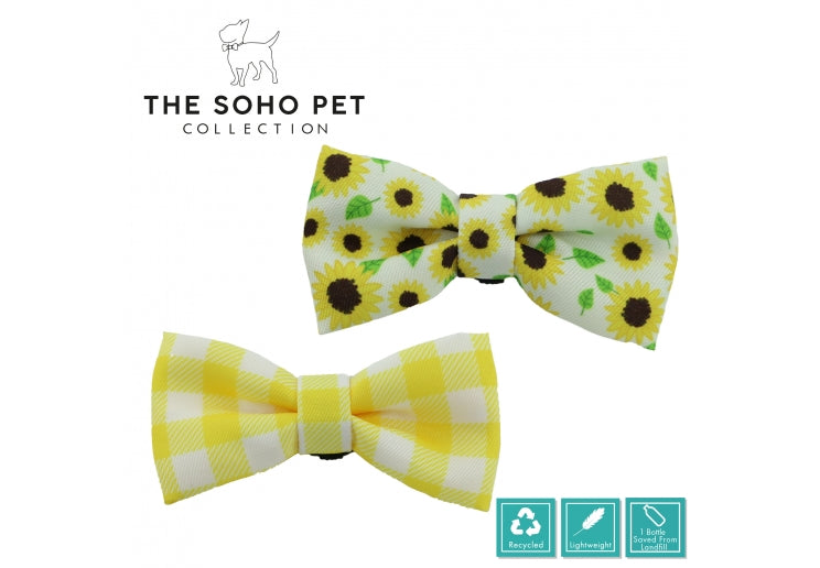Ancol Sunflower/Yellow Check Patterned Bow Tie 2 per pk