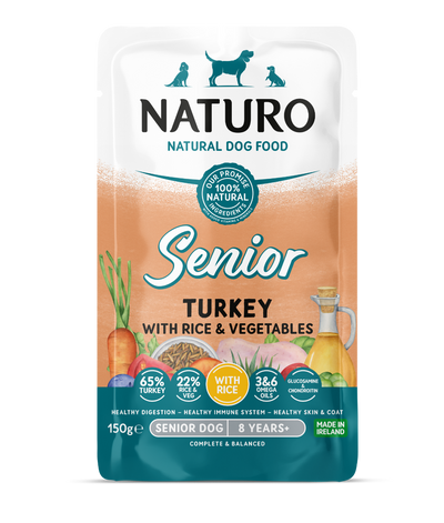 Naturo Senior Turkey With Rice & Vegetables 150G Pouch 8Pk