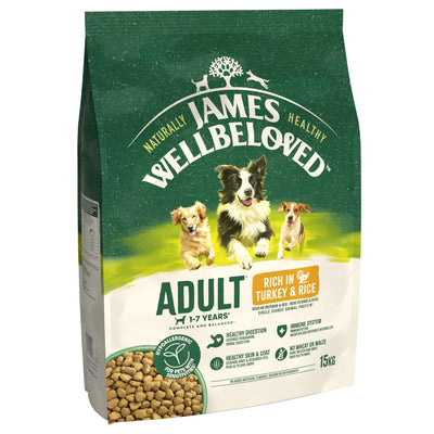 JAMES WELLBELOVED Turkey & Rice Kibble Adult Maintenance 15kg