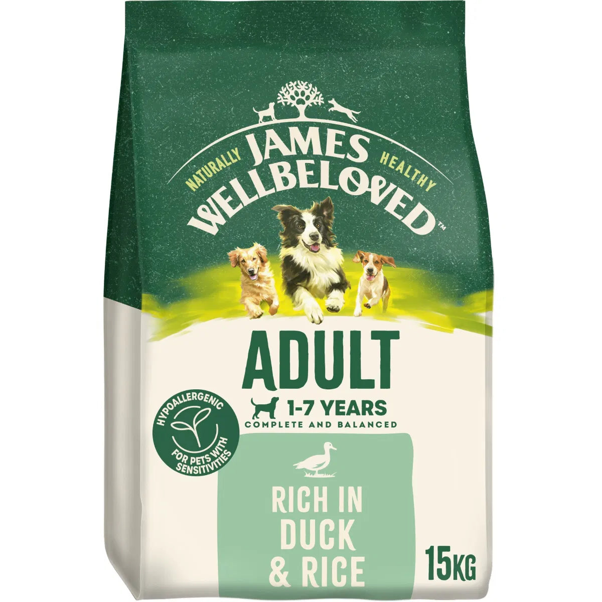 JAMES WELLBELOVED Duck & Rice Kibble Adult 15kg