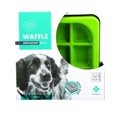 M-PETS Waffle Slow Feed Bowl Checkered Green