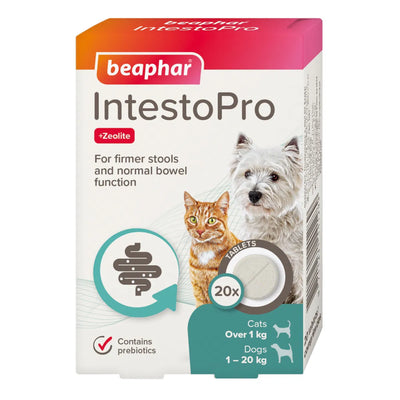 Beaphar Intestopro Prebiotic Stool Firming Tablets For Cats & Small Dogs (1-20Kg) - 20 Tabs