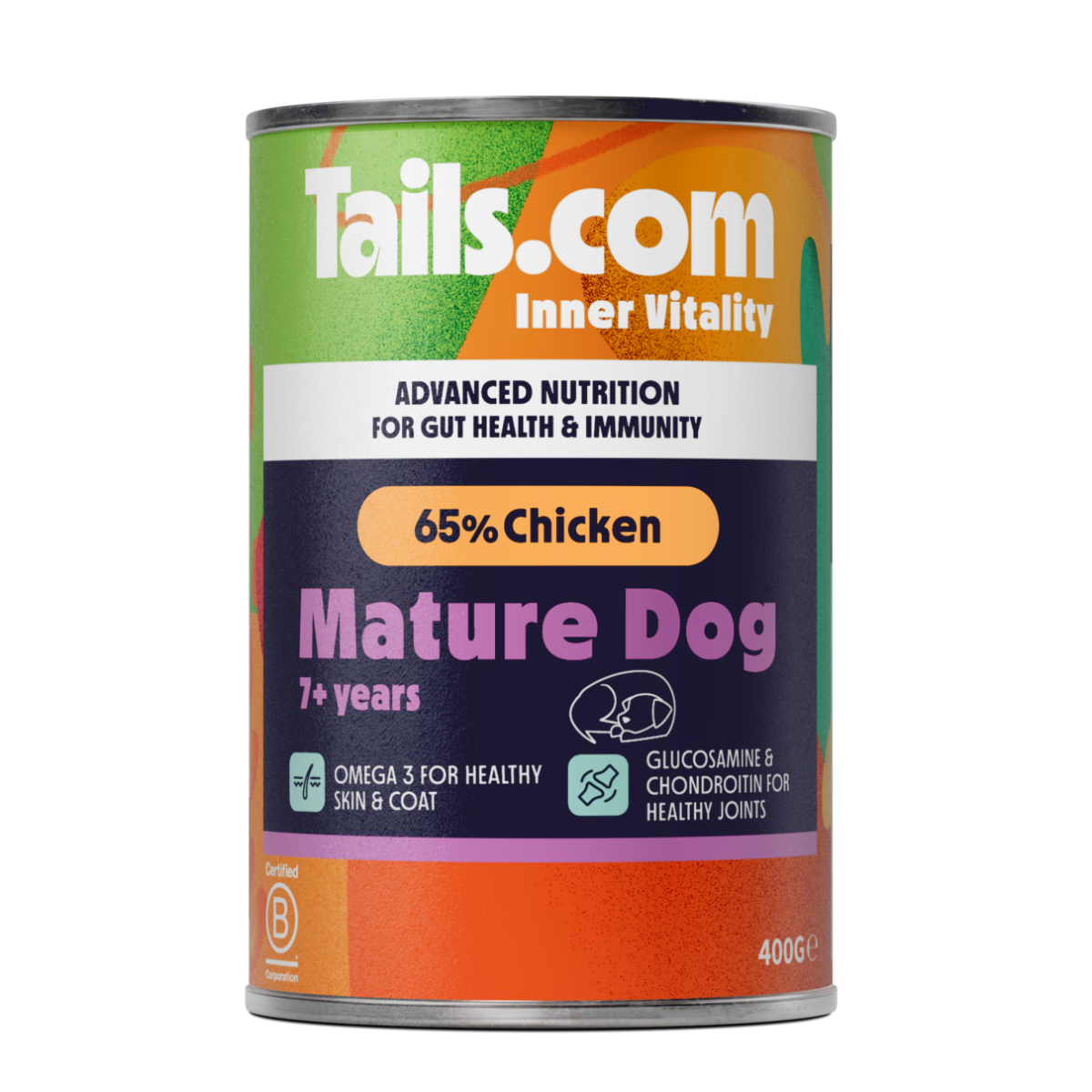 Tails Inner Vitality Dog Mature Chicken Can 400g