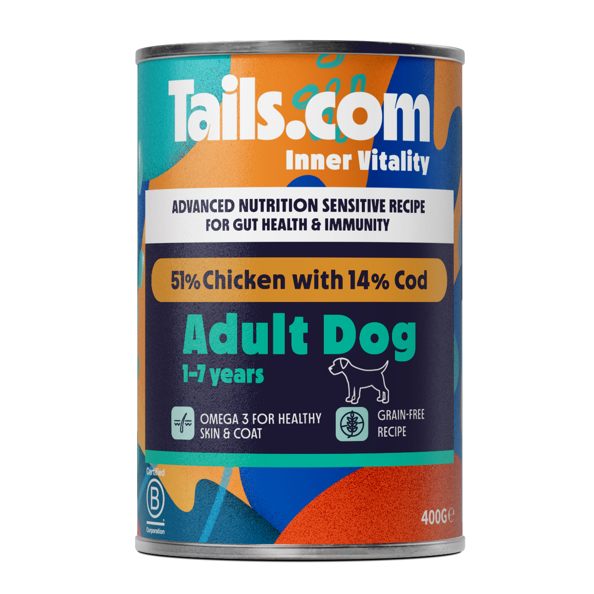 Tails Inner Vitality Dog Sensitive Adult Chicken & Cod Can 400g