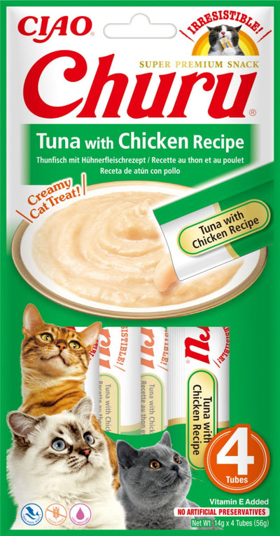 Churu Tuna with Chicken Recipe Cat Treats 4x14g
