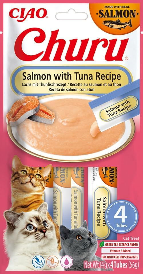 Churu Salmon Churu Salmon with Tuna Recipe Cat Treats 4x14g