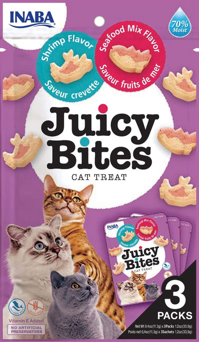 Churu Juicy Bites Shrimp & Seafood Mix Flavour Cat Treats 3 Pack