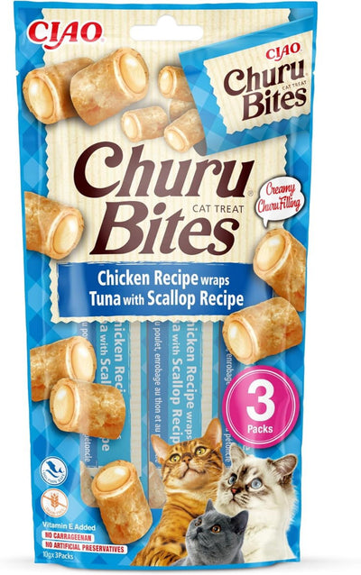 Churu Bites Wraps Tuna with Scallop Recipe Cat Treats 3x10g