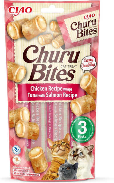 Churu Bites Wraps Tuna with Salmon Recipe Cat Treats 3x10g