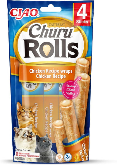 Churu Rolls Wraps Chicken Recipe Cat Treats 4x10g